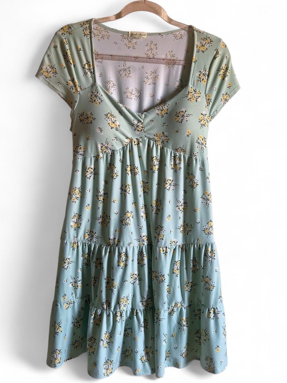 Derek Heart Sage Green Floral Tiered Dress size L